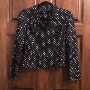 Jones New York Women’s BlackWhite Polka Dot Blouse